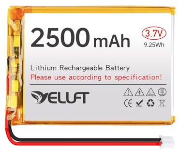 1 Stück 3,7V 2500mAh Lithium Polymer Akku 1S 505573 Wiederaufladbare Batterie mit Schutzplatine und PH2.0-Stecker für Elektronische Geräte