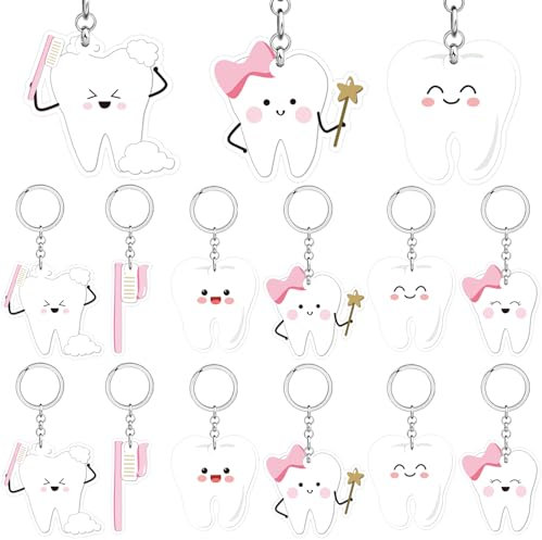 Zahn-Party-Schlüsselanhänger, rosa Zahnarzt, niedlicher erster Zahn, Partyzubehör, 1. Zahnen, Party-Dekorationen für Zahnarzt, Studenten, Büroangestellte, Geschenk, Handtaschenanhänger, Partygeschenke