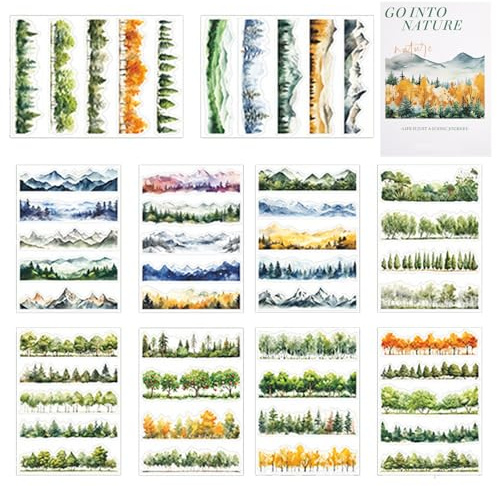 Scrapbook Bullet Journal Zubehör,Scrapbooking Stickers aus der Kollektion Plants und Natur Für Zubehör, Fotoalbum,Kalender,DIY Crafts,PET Plant Washi Tape Stickers Painting