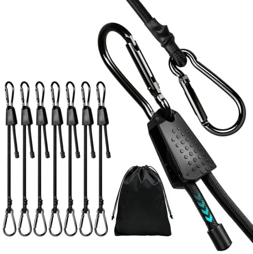 AWBEOT 6 Pièces Tendeur Elastique Réglable avec Mousqueton 30cm Tendeurs Elastique avec Crochets pour Voiture, Camping, Bâches, Tentes, Noir