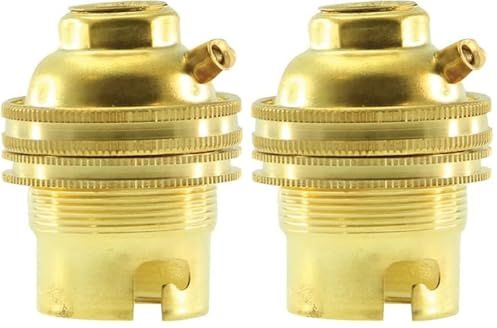 Legrand - Douille pour ampoule B22 - avec bague - sortie de câble droite - laiton (Lot de 2)