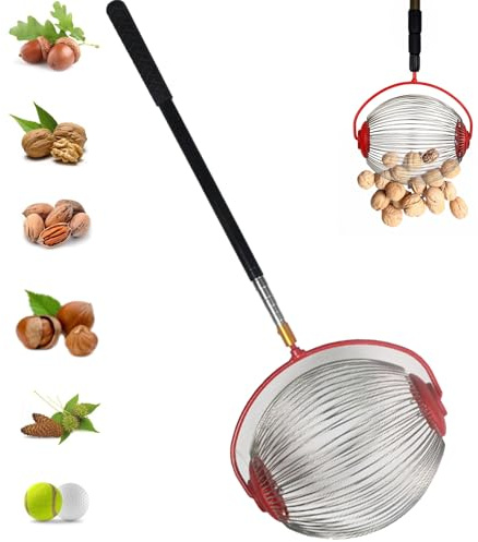 roll-in collector,nußsammler,nusssammler für walnüsse,nuss pickern,walnusssammler rollsammler,edelstahl mit teleskopstiel,kastanienpflücker und obstsammler für walnüsse,Kugelpflücker Erntehelfer-S