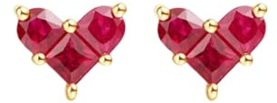 Daesar Ohrstecker 750 585 375 Gold Damen, Ohrringe Herz mit Rubin 0.46ct Hochzeit Ohrstecker Nickelfrei Echtschmuck