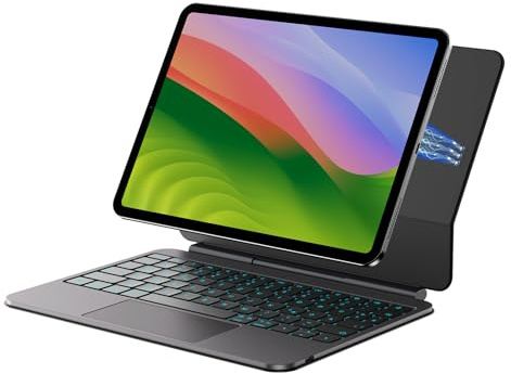Bettdow für iPad Air 11 Zoll M4 2026/M3 2025/M2 2024, Air 4./5., Pro 11 1./2./3./4. Tastatur Hülle,Leichte Schwebendes Magnetisches Design mit Trackpad,QWERTZ-Layout Tastatur,Ohne Bluetooth, Schwarz