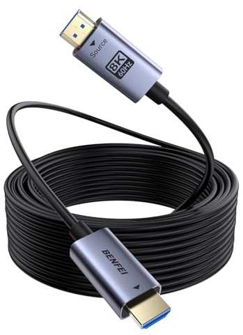 BENFEI cavo in fibra ottica 8K HDMI 2.1 da 30 metri - 8K@60Hz,48Gbps ad alta velocità,classificato CL3 per installazione a parete,con eARC/HDR dinamico/HDCP 2.3 - per PS5, Xbox, GPU PC, TV