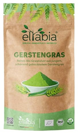 Erba d'orzo biologica in polvere macinata, 500 g, per erba d'orzo da coltivazione tedesca, 100% pura senza additivi (DE-ÖKO-007)