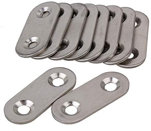 Yibuy 10pcs 36mm Flat Steel Brackets Straight Mending Plates Repair Fixing Joining