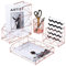 Simmer Stone Metal Wire 4 in 1 Desk Organizer Set- Magazine Organizer, Document Tray, Mail Sorter, Pen Holder, Modern Office Accessories Iron Stationery Kit Decor, Rose Gold