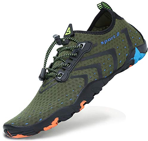 SAGUARO Wasserschuhe Herren Damen Schnell Trocknend Schwimmschuhe Atmungsaktiv rutschfeste Badeschuhe mit Dicke Sohle für Frauen Männer, Reines Grün, 41 EU