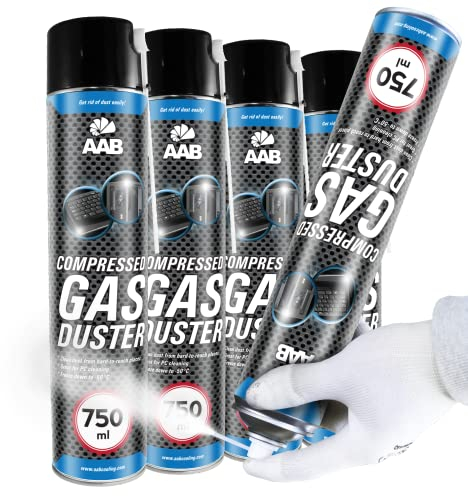 AAB Cooling Compressed Gas Duster 750ml - Conjunto de 4 - Spray de Hielo para Congelación de Tuberías, Spray para Congelar, Hielo Spray, Spray de Congelación, Spray de Enfriamiento