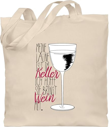 Shirtracer - Baumwolltasche - Sprüche Statement - Meine Laune ist im Keller ich hoffe sie bringt Wein mit