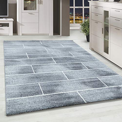 HomebyHome Teppich Wohnzimmer 80x150 cm Läufer Flu Grau Wand Design - Schlafzimmer Teppich Kurzflor Extra Weich Pflegeleicht Teppiche für Küche Esszimmer Jugendzimmer Kinderzimmer
