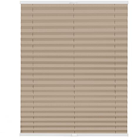 Lichtblick Plissee Verdunkelung ohne Bohren Sand 80 cm x 210 cm (B x L) | Plissee Klemmfix nach Maß, verspannt, blickdicht, Made in Germany, Verdunklungsplissee, creme, Klemmbar