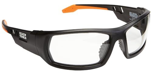 KLEIN TOOLS Occhiali di sicurezza, occhiali protettivi professionali in DPI con montatura completa e lenti trasparenti, resistenti ai graffi e anti appannamento 60163