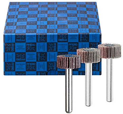 PFERD Fächerschleifer-Set F, 3-tlg. | Korund Ø20x10mm Schaft-ø 6mm A60, 80, 120 | 44498001 – für Feinschliff & Finish