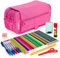 PracticDomus ColePack – Federmäppchen für die Schule, 3 Fächer, dreifaches Mäppchen mit erstklassigem Material, Dreifach Limette, Schultaschen (Fuchsie)