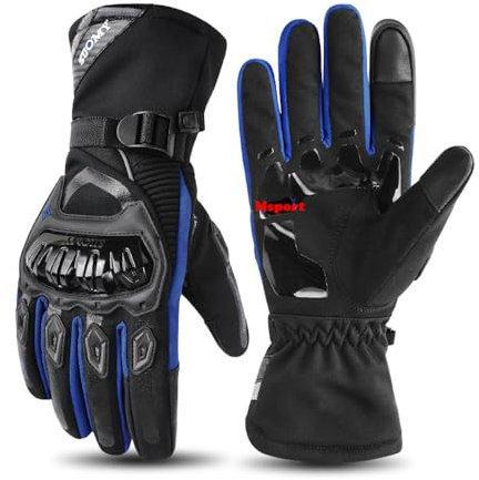 Msport Gants Moto d'hiver Scooter 100% étanches, Thermiques et antidérapants, Gants Ski Snowboard avec Protection, Ecran Tactile - Bleu M