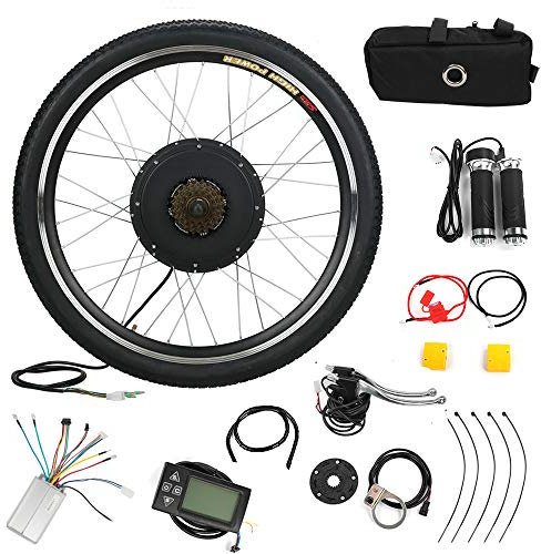 NAIMP 48V 1000W 26'' Electric Bike Conversion Kit, Rear Wheel Bicycle Motor E-Bike Kit LCD Display &5-level Smart Pedal Assistance, 5 Mode PAS Cycling Hub, Widened Tires, Black