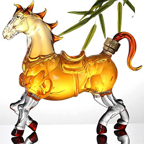 JINYISI Whiskeykaraffe, 1000 ml, Kristallkaraffe, Dekanter für Alkohol, Wein, Bourbon, Brandy, Tequila, Wodka, 1000 ml