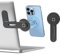 imluckies Magnetic Laptop Phone Holder, Adjustable Computer Monitor Side Mount Clip Compatible with iPhone 16/14/15/13/12 Series & MagSafe Case & All Phones, Portable Foldable Computer Bracket, Black