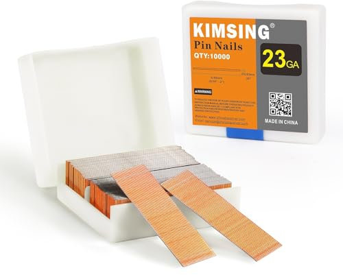KIMSING P620 Chiodi a spillo in rame, calibro 23, 10000 PCS/scatola, lunghezza 20 mm, senza testa, adatti a chiodatrici pneumatiche e a spillatrici ad aria compressa