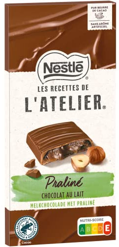 Nestlé Les Recettes de L'Atelier - Tablette Chocolat Lait Fourré Praliné - 143g