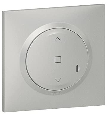 Commande Centrale sans Fil pour jusqu'à 20 Interrupteurs Volets Roulants et Stores Dooxie with Netatmo complet (Fixation Adhésive, Support, Enjoliveur Graphite, Plaque) - Aluminium - 199255 - Legrand