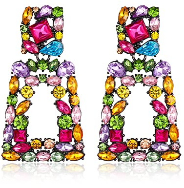 EVER FAITH Große Quadratisch Ohrringe geometrische Kristall tropfen böhmische Ohrhänger mit erhöhtem Design