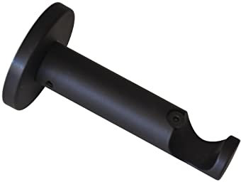 GARDINIA Träger mit Metallmontageplatte für Gardinenstange, 1-läufig, Offen, Inkl. aller Montage-Teile, Serie Chicago, Ø 20 mm, Metall, Schwarz-matt