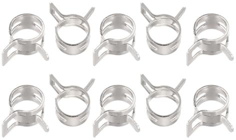 sourcing map 10pcs 10mm Spring Band Type Action Fuel/Silicone Vacuum Hose Pipe Clamp Low Pressure Air Clip Clamp, Nickel Plated