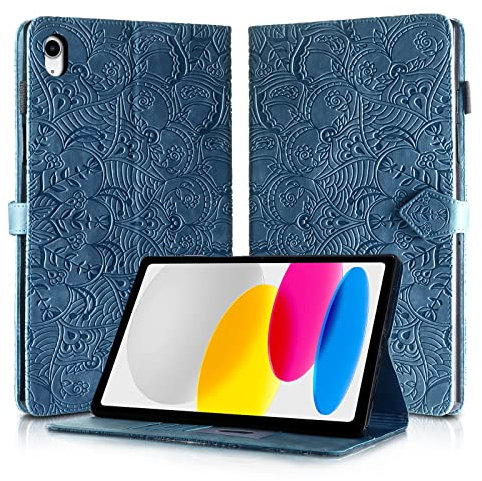 Rostsant Coque iPad 10e génération 10.9 2022 A2757 Housse en Cuir PU Portefeuille Stand Support Etui Coque Protection Tablette für iPad 10e génération 10.9 Pouces 2022 A575- Bleu