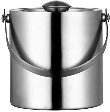 Collic Tragbarer Eiseimer Mit Versiegeltem Deckel, Isoliertem Doppelwandeiseimer, Gebürstetem Edelstahleiseimer Mit Griff, Hausdekoration/Silber/2L