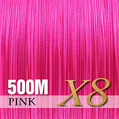 DYPASA Schnur Geflochtene Angelschnur 8 Stränge 50 0M PE. Multifilamentkordel Angelgerät 2020 zum Angeln Japan Salzwasser 20-88LB Fishing Line (Color : Pink-8 Strands, Size : 0.16mm-20LB)