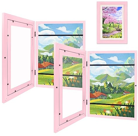 RoserRose Cadre photo pour enfants, cadre artistique pour enfants, ouverture avant, cadre d'art pour enfants, nouveau cadre d'art (rose)