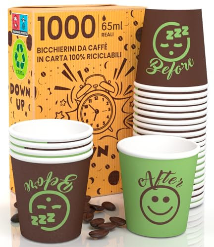 DownUpCUP Lot de 1000 verres en papier pour café 65 ml Vert écologiques biodégradables jetables petits emporte-pièces