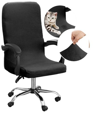 Dioxide Bürostuhlbezug, Elastischer Abnehmbarer Stuhlbezug, Vier Jahreszeiten Universell Waschbarer Reißverschluss-Bürostuhlbezug (Ohne Stuhl) (Maiskörner Schwarz M)