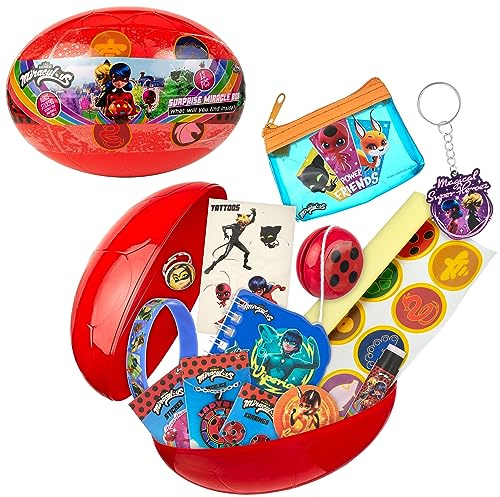 Miraculous Überraschungs-Wunderbox, Zag Heroez-Thema, Marienkäfer und Cat Noir-Spielzeug, Überraschung mit Aufklebern für Kinder, Schatzpreise, Geburtstagsgeschenke, 13 Stück