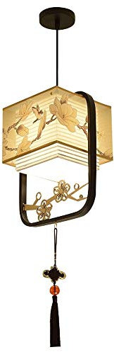 Iron Pendant Lamp, New Chinese LED Chandelier Living Room Dining Room Cloth Art Lamp Shade Japanese-Style Restaurant Study Ceiling Lamp Gazebo Simplicity Single Head Small Hanging Fixtures E27 HGCHH