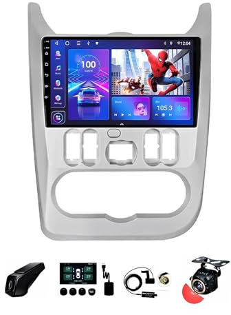 BOJONTN 9 Pulgadas Doble DIN Android 12 Radio de Coche,para Renault Logan Sandero/Lada Largus Lergus/Dacia Duster 2010-2017,con CarPlay Cámara de Respaldo Controles del Volante Bluetooth GPS Navi (Si