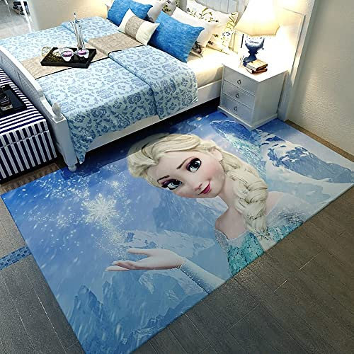 MUICIN Kinderzimmer Teppich Gefrorene Prinzessin ELSA Anna 3D Gedruckt Teppich Wohnzimmer Dekor Krabbelmatte Schlafzimmer Küche Teppich Bad Matte.,140 * 200cm