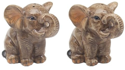 Lesser & Pavey Salt & Pepper Set for All Types of Kitchen | Ceramic Salt & Pepper Shaker Set | Lovely Salt & Pepper Pots | Salt Shaker & Pepper Shaker Suitable for Home (Elephants)