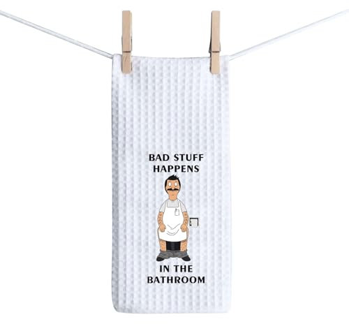 BAUNA Bob Belcher Küchentuch Bob's Burgers Geschirrtuch Bad Stuff Happens in the Bathroom Handtuch (Badhandtuch)