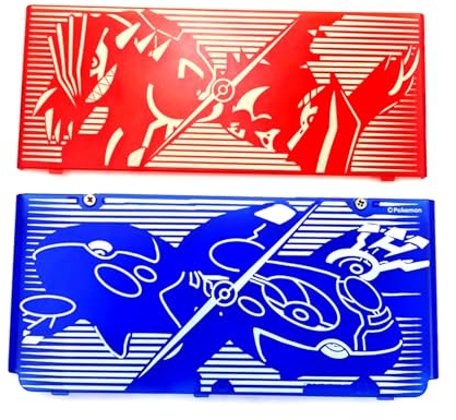 New3DS - Carcasa de repuesto para consola Nintendo New 3DS, carcasa superior roja e inferior azul, compatible con consola Nintendo New 3DS, para Poket Monsters Edition, placa frontal exterior trasera