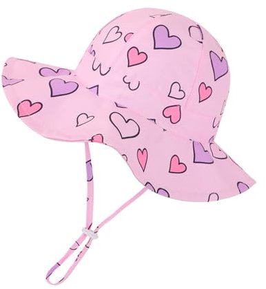 Volicph Chapeau d'été pour bébé fille - Chapeau de plage - UPF 50 - Pour bébé fille, A - Love Pink, 0-6 mois