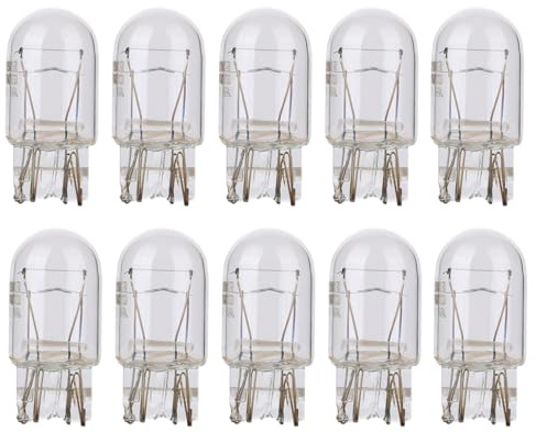 ShuoHui 10 x T20 W21/5W 12V W3x16q Auto-Lampen Glassockellampen Ersatz Halogen Birne für Bremslicht Tagfahrlicht Hecklicht Parklicht E-geprüft (Weiß)