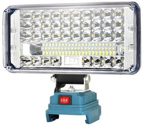 Mucek Akku Lampe für Makita 18V, 90W 7500LM Led Arbeitsleuchte Akku Kabellose, 7 Zoll Akku Baustrahler mit 2 USB-Aufladung 2 Helligkeitseinstellungen, Tragbares Flutlichter LED Strahler(Kein Akku)