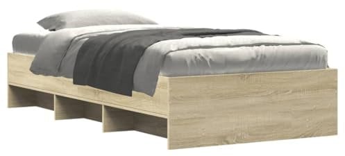 vidaXL Bettgestell, Bettrahmen mit Lattenrost, Schlafzimmerbett Bett mit Stauraum, Einzelbett für Schlafzimmer, Sonoma-Eiche 100x200cm Holzwerkstoff
