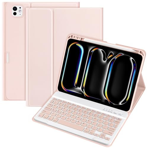 KBCASE Keyboard Case for iPad Pro 11 inch (M4, 2024) iPad Pro 11 inch Case with Detachable Bluetooth Keyboard, Type-C Rechargeable Keyboard for Pro 11 2024 M4 5th Generation,Pencil Holder,QWERTY