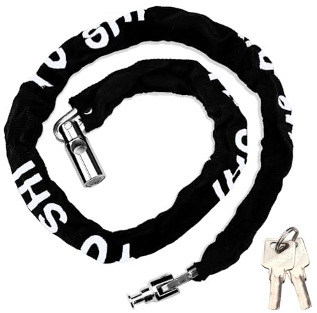 Bike Chain Lock, Bicycle Lock with 2 Keys, Bike Locks Heavy Duty Anti Theft, Bike Lock Chains for Motorbikes, Trucks, Iron Gates, Trolleys, Scooters (Black)