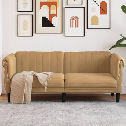 Tidyard Sofa Polstersessel Schlafsofa Schlafsessel Schlafcouch Polstersofa Loungesofa Couch für Wohnzimmer,Bettcouch Designsofa Bettsofa Wohnzimmersofa Sitzmöbel Gartensofa 2-Sitzer Braun Samt
